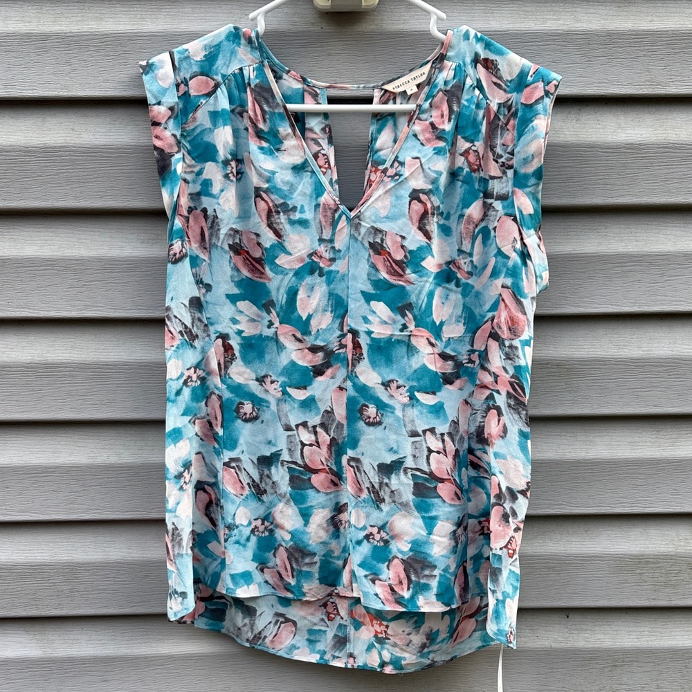 Rebecca Taylor | Silk Cap Sleeve V-neck Blouse Size 4